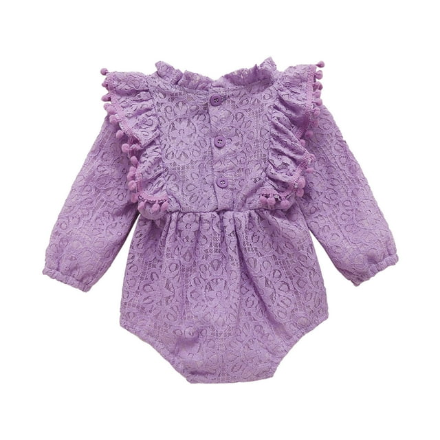 Felwors Barboteuse à Manches Longues d'Automne en Coton Uni pour Bébés Filles, Justaucorps, Vêtements