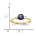 thumbnail image 2 of Solid 14k Yellow Gold 5mm Black Freshwater Cultured Pearl Diamond Ring Band Size 8 (.078 cttw.), 2 of 3