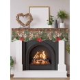 thumbnail image 2 of Christmas Poinsettia Fireplace Mantle Scarf, Farmhouse Eucalyptus Botanical Xmas Mantel Cover Table Runner for Home Living Room Door Window, Indoor Outdoor Holiday Party Decor 17" x 60", 2 of 6