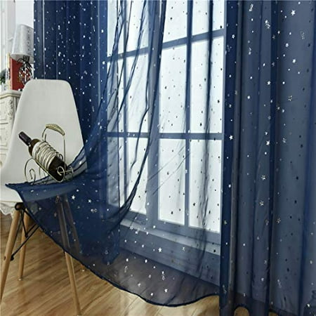 Kids Room Window Sheer Navy Blue Curtain 1 Panel Rod Pocket Beautiful Star Voile Sheer Drapes Curtains For Childrens Boys Bedroom Living Room Window Treatments Curtains39 X 106 Inchnavy Blue Walmart Canada