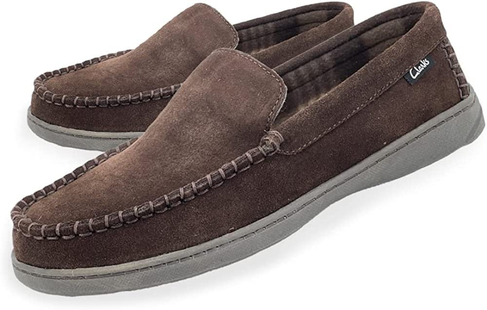 Clarks Men's Freddie Suede Moccasin House Shoe Indoor Outdoor Slip