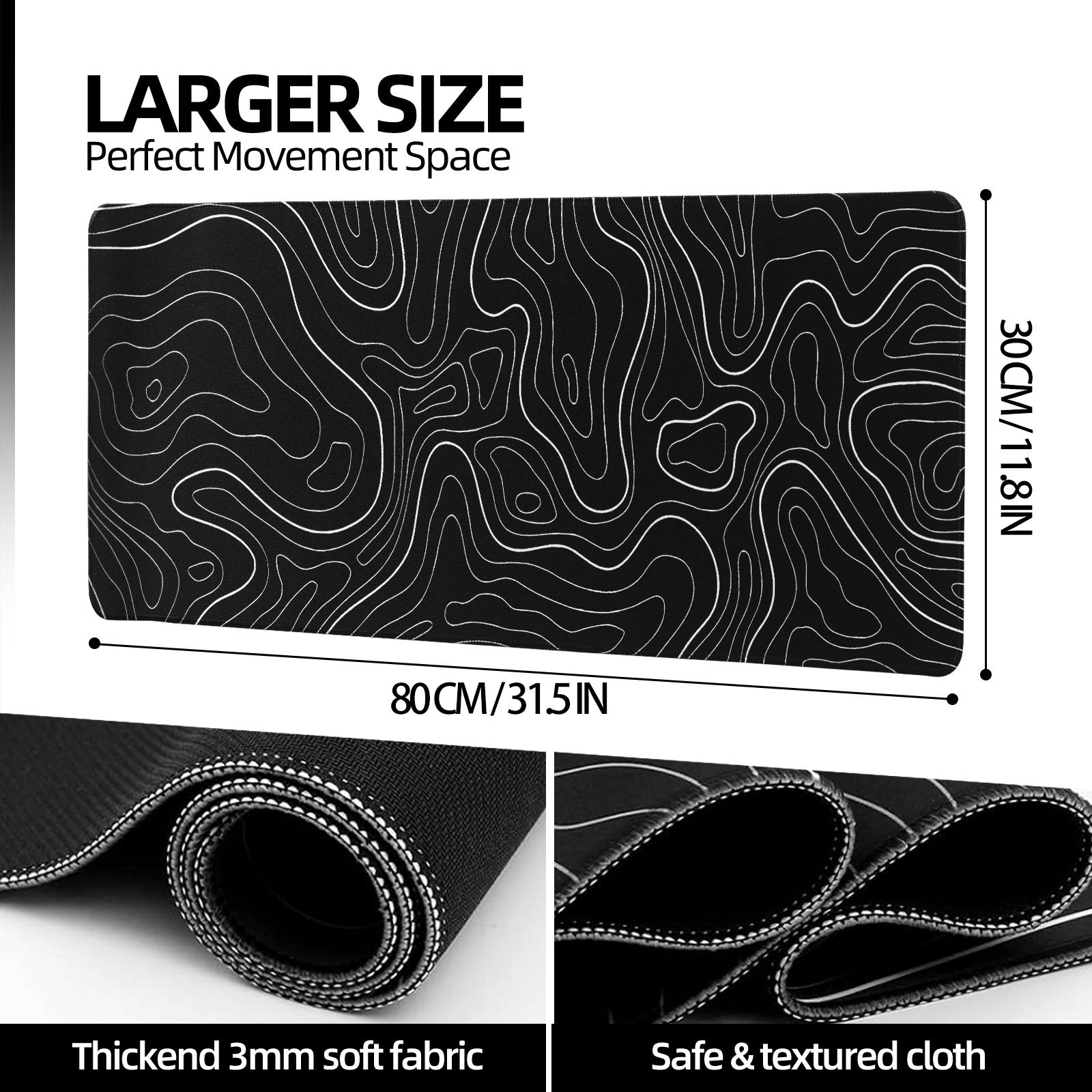 Large Gaming Mouse Pad 31.5 x 11.8 Inch Black photo 2