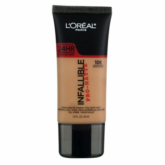 L'Oreal Paris Infallible Pro-Matte Foundation, Caramel Beige [108] 1 oz (Pack of 4)