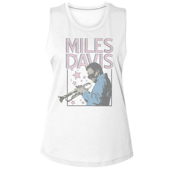 Miles Davis Stars and Rectangle White Women's Muscle Tank Top