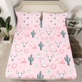 thumbnail image 2 of Manfei Cowgirl Boots Hat Queen Sheet Sets,Rustic Bull Skull Flat Sheet,Pink Flower Green Cactus Queen Fitted Sheet For Girl Teens,Breathable Home Decor,4pcs, 2 of 7