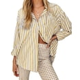 thumbnail image 2 of Long Sleeved Women's Blouses Striped Shirts Button Down Loose Fit Casual Tops, 2 of 5