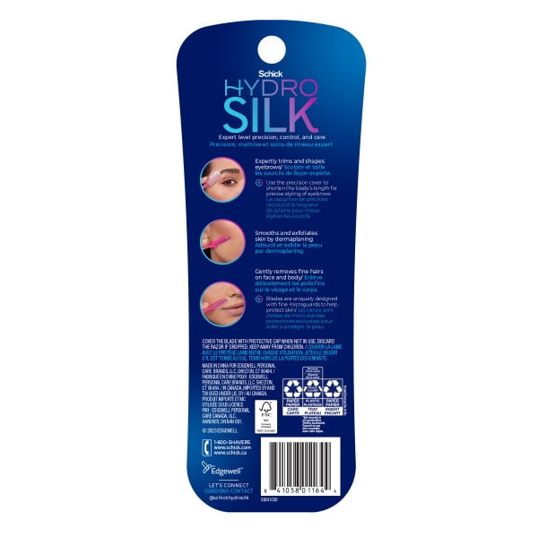 Schick Hydro Silk Touch-Up Multipurpose Face Razor and Eyebrow Shaper with Precision Cover, 9 Count
