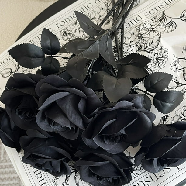 SIENON Black Rose Bouquet Building Set | 10 Black Roses & 2 Leaves Botanical Collection | Gothic Home & Halloween Decor 2 thumbnail image
