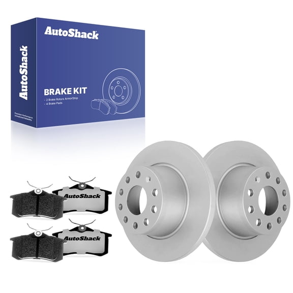 AutoShack Rear Solid Coated Brake Rotors   Ceramic Pads 6-PC Brake Kit Replacement for 2014-2018 Volkswagen Jetta 2014-2015 Volkswagen Beetle 2011-2013 Audi A3 ArmorStop 10.7" (271.8 mm)