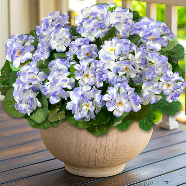 Flores artificiales de geranio Turnmeon para decoración de exteriores, 4 unidades