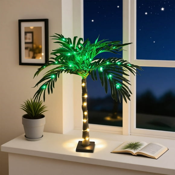 Cagogo under $5 LED Artificial Coconut Tree Lamp, LED Artificial Coconut Tree Lamp,Realistic Palm Tree Decor,Tropical Room Lighting,Christmas Party Decoration,Indoor Outdoor ambiance Light