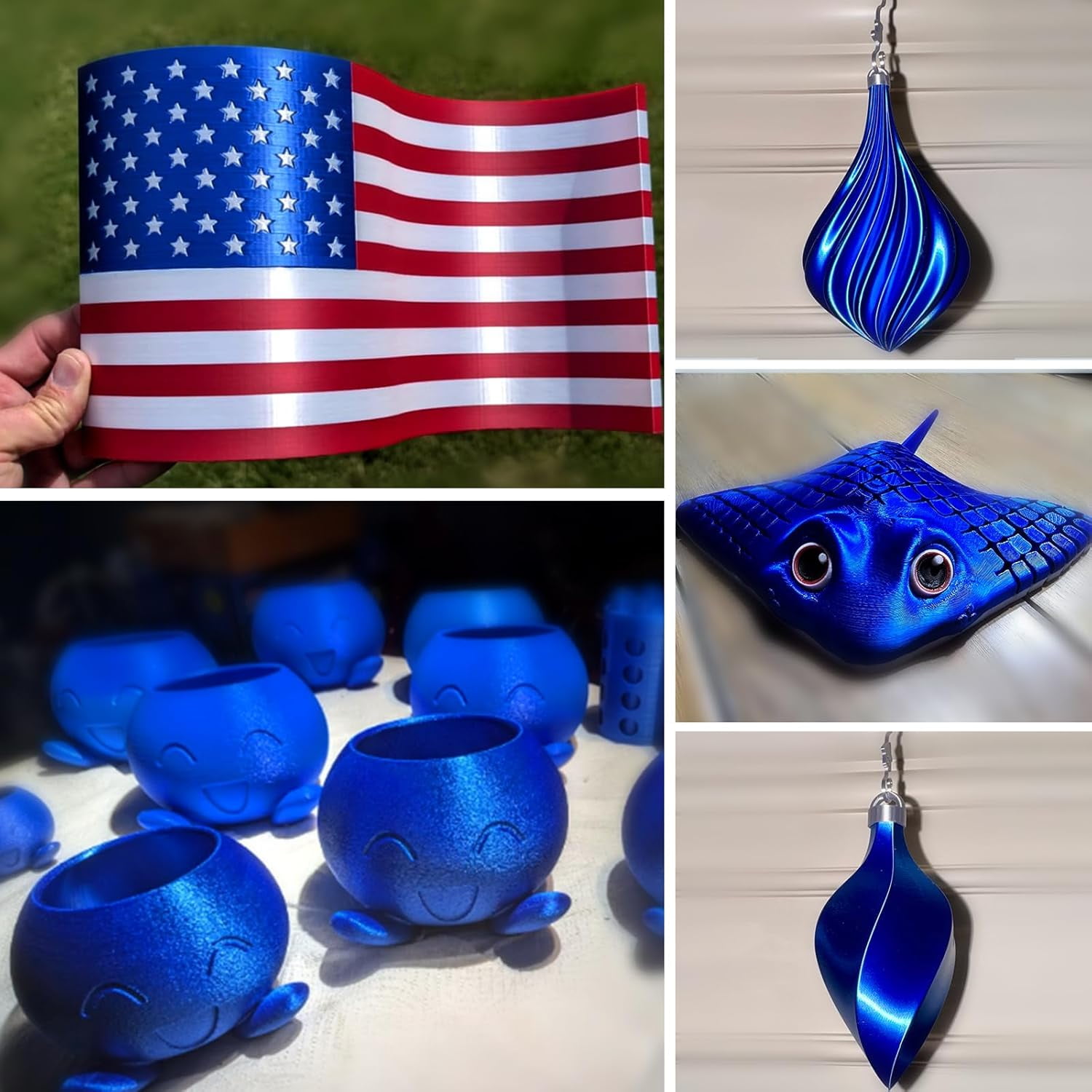 Metal Shine Filament 1.75mm for 3D Printer, Silk PLA 1kg (2.2lbs) Spool, Metallic Royal Blue 3D Printing Filament, Dimensional Accuracy +/- 0.02 mm