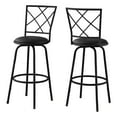 thumbnail image 2 of HomeStock Bar Stool, Set Of 2, Swivel, Bar Height, Metal, Pu Leather Look, Black, Contemporary, Modern, 2 of 4