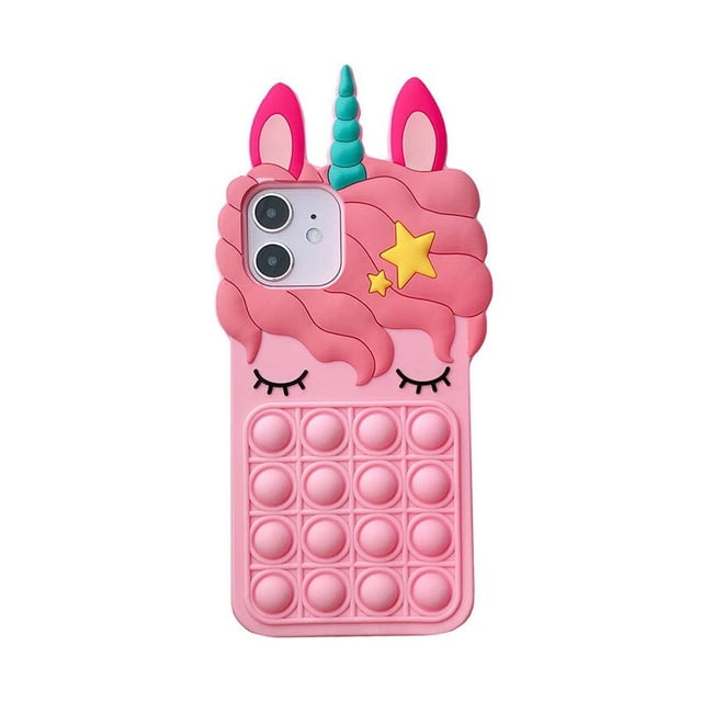 Funda de silicona con dibujo de unicornio rosa en 3D para iphone 14 13 mini X 8 7 6 plus 5S SE XS XR 11 12 Pro Max, funda de conejito de goma con bonito caballo Tan Jianjun unisex