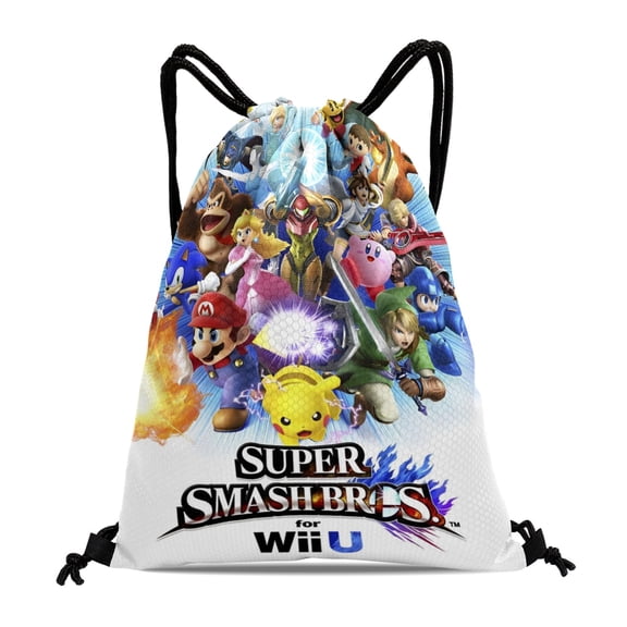 Drawstring Backpack for Super Smash Bros Sackpack Women Men Adults Party Favor Bags Sports for Gym Travel Swimming Hiking Camping Tote Bag 11.8 × 15.7 in