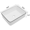thumbnail image 6 of Dcolora 19"x15" Rectangular Vessel Sink with Black Rim – White Ceramic Bathroom Sink, Modern Above Counter Vanity Basin, Stylish Sink for Bathroom Remodel, Luxury Lavatory Sink, 6 of 6