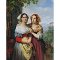 thumbnail image 2 of Johann Nepomuk Ender 12x14 Gold Ornate Wood Frame and Double Matted Museum Art Print Titled - Two Girls in a Landscape (1842), 2 of 4