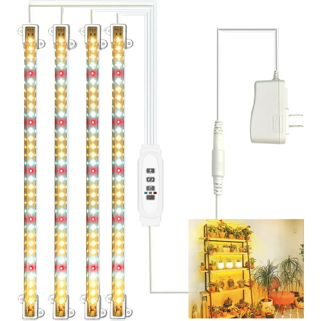 LED Grow Light 4 Strips , MHKJP Full Spectrum Plant Growing Light for