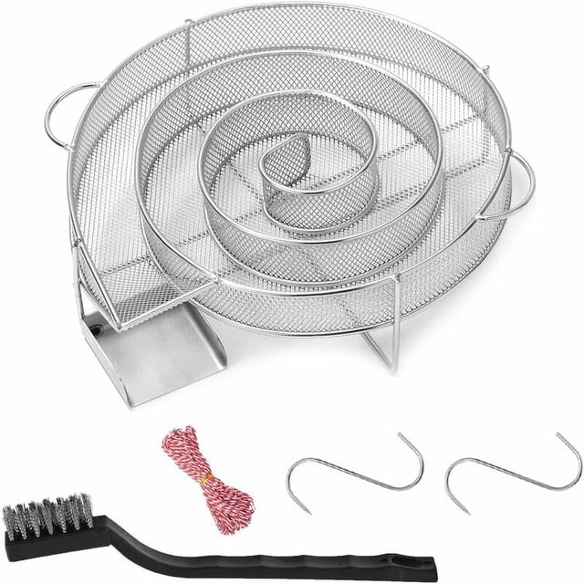 Generador de humo frío redondo FlkwoH para ahumadores profesionales - Caja ahumadora de pellets para ahumar carne y pescado con cepillo de limpieza para parrilla de barbacoa