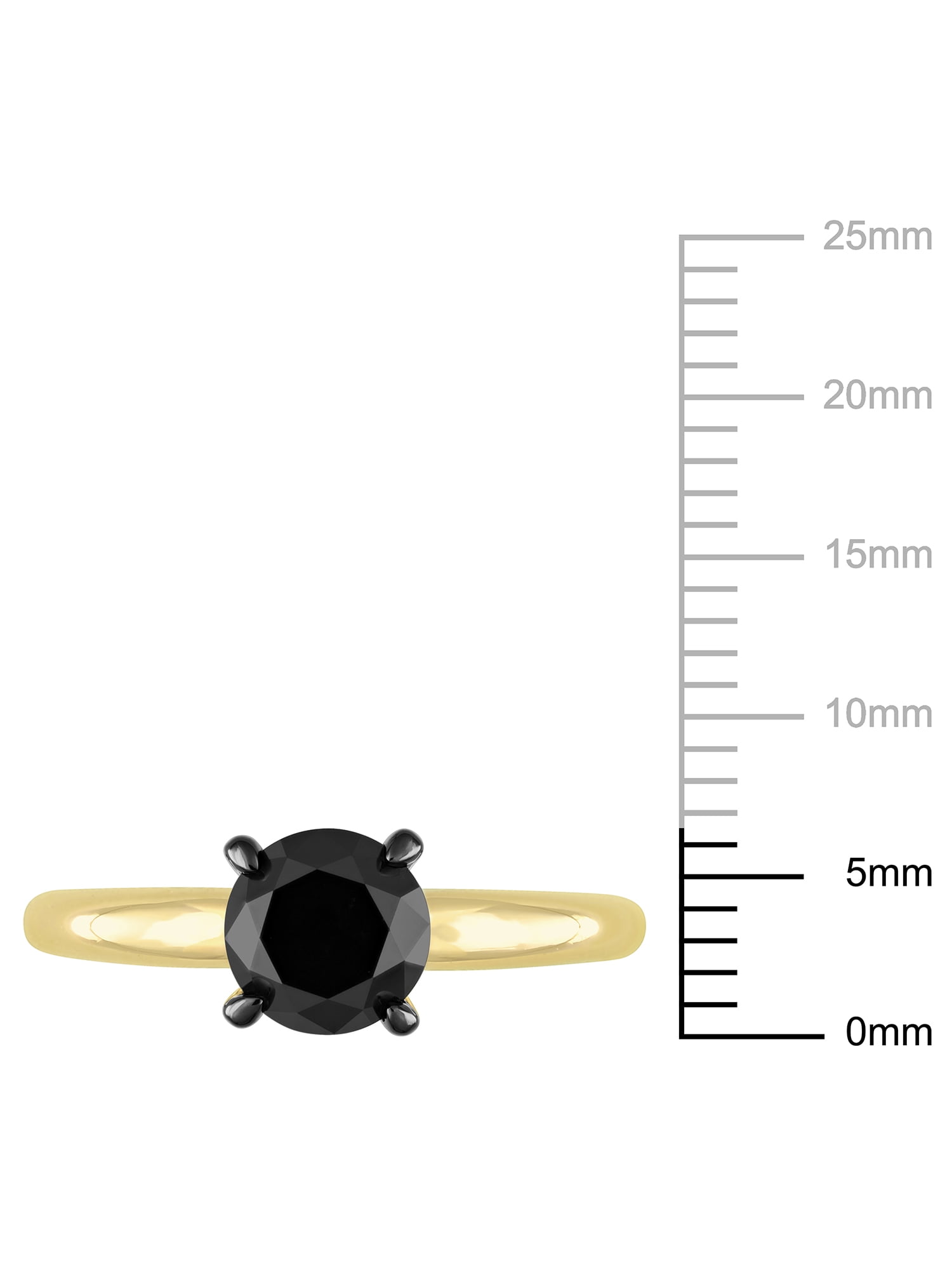 Miabella Women's 1-1/2 Carat T.W. Black Diamond 10kt Yellow Gold Solitaire Engagement Ring