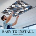 thumbnail image 5 of 1 Pack Blue Black Wavy Fluorescent Light Covers for Ceiling Lights Medieval Abstract White Grey Blue Black Texture Magnetic Ceiling Light Covers Overhead Light Filters for Office Classroom Home, 5 of 9