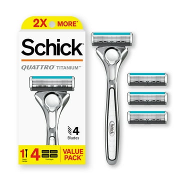 Schick Quattro Titanium Razor, 1 Razor Handle with 4 Razor Refills, 4 Blade Razor for Men