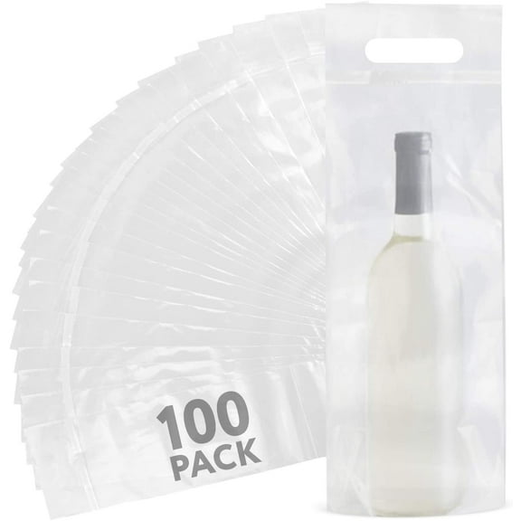 Impresa Wine To Go Bag - Clear Plastic - Tamper Proof Seal [100 Pack]