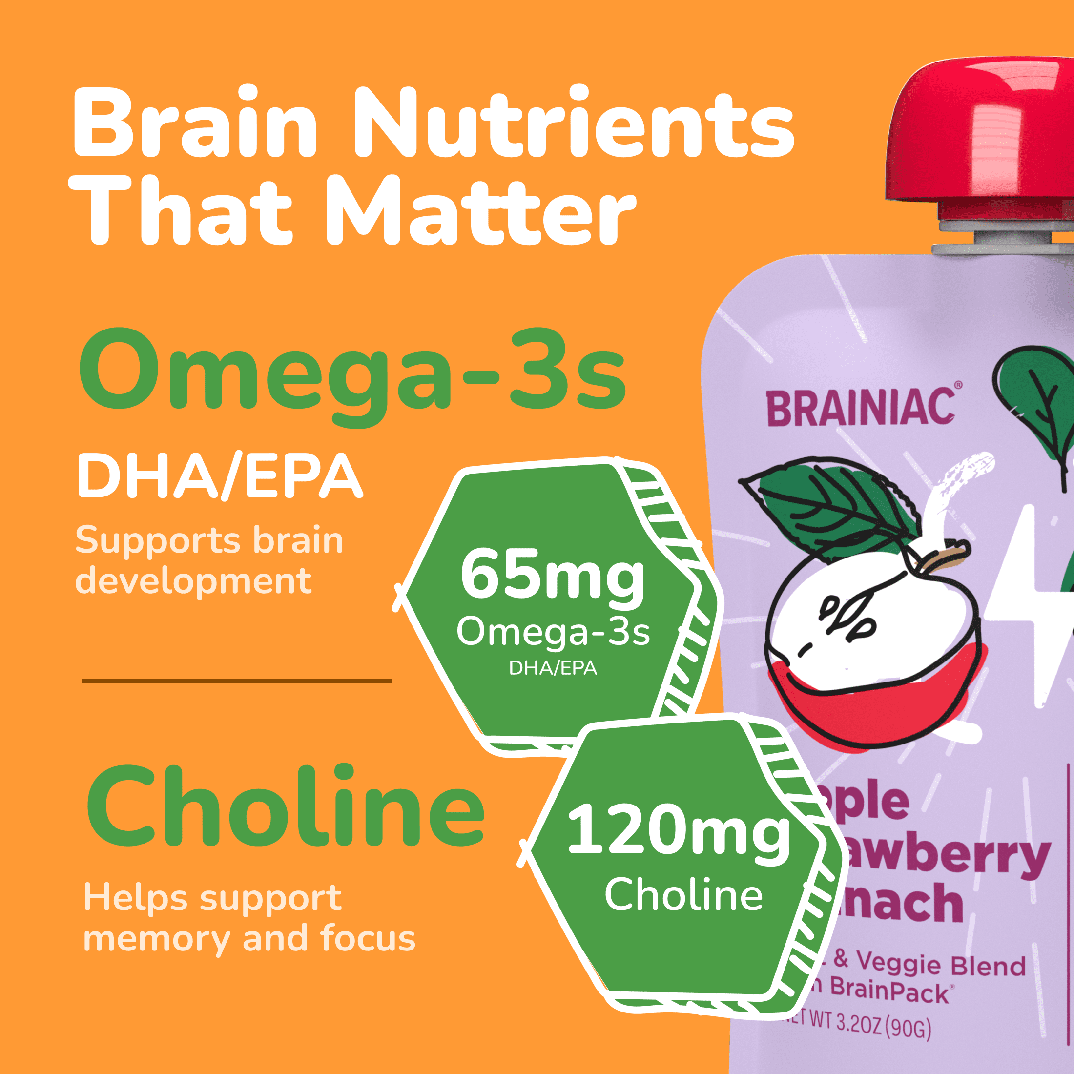 Brainiac Brain Squeezers 10ct Fruit & Veggies Variety Pack Applesauce
