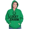 thumbnail image 4 of Saint Patricks Lucky Charm Shamrock Zip Up Hoodie Men's Women's Brisco Brands L, 4 of 6