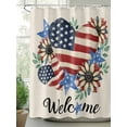 thumbnail image 2 of Fsddascl 4th of July Shower Curtain Set - 36" x 78" Washable Bathtub Curtain with 12 Hooks, Red Striped Red Love Heart Navy Independence Day Waterproof Fabric Stall Shower Curtains for Bathroom, 2 of 6