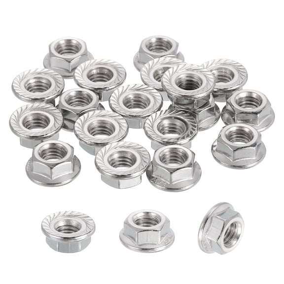 Uxcell 20Pcs M6x1mm Serrated Flange Hex Lock Nuts, 316 Stainless Steel Metric Nut