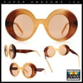 thumbnail image 3 of Womens Tall Oval Round Thick Retro Mod Plastic Fashion Sunglasses Beige Brown - Brown, 3 of 8