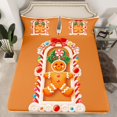 thumbnail image 2 of Homewish Kids Gingerbread Man Twin Sheet Sets, Kawaii Xmas Cartoon Twin Fitted Sheet, Merry Christmas Flat Sheet, Breathable Home Decor, 3pcs, 2 of 7