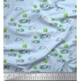 thumbnail image 1 of Soimoi Blue Rayon Fabric Tree & Rhinoceros Animal Printed Fabric 1 Yard 56 Inch Wide, 1 of 5