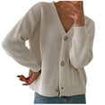 thumbnail image 1 of AherBiu Cardigan Sweaters for Women Button down V Neck Ribble Knitted Outwear Jackets, 1 of 5