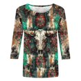 thumbnail image 4 of successthop Plus Size Blouses for Women 3/4 Sleeve Top Lightweight Oversized Crewneck African Print Casual Clothes, 4 of 5
