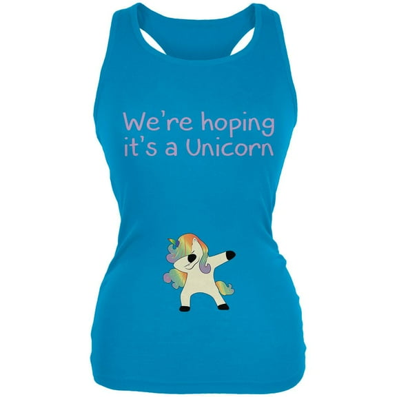 We're Hoping It's A Dabbing Unicorn Juniors Soft Tank Top Turquoise 2XL