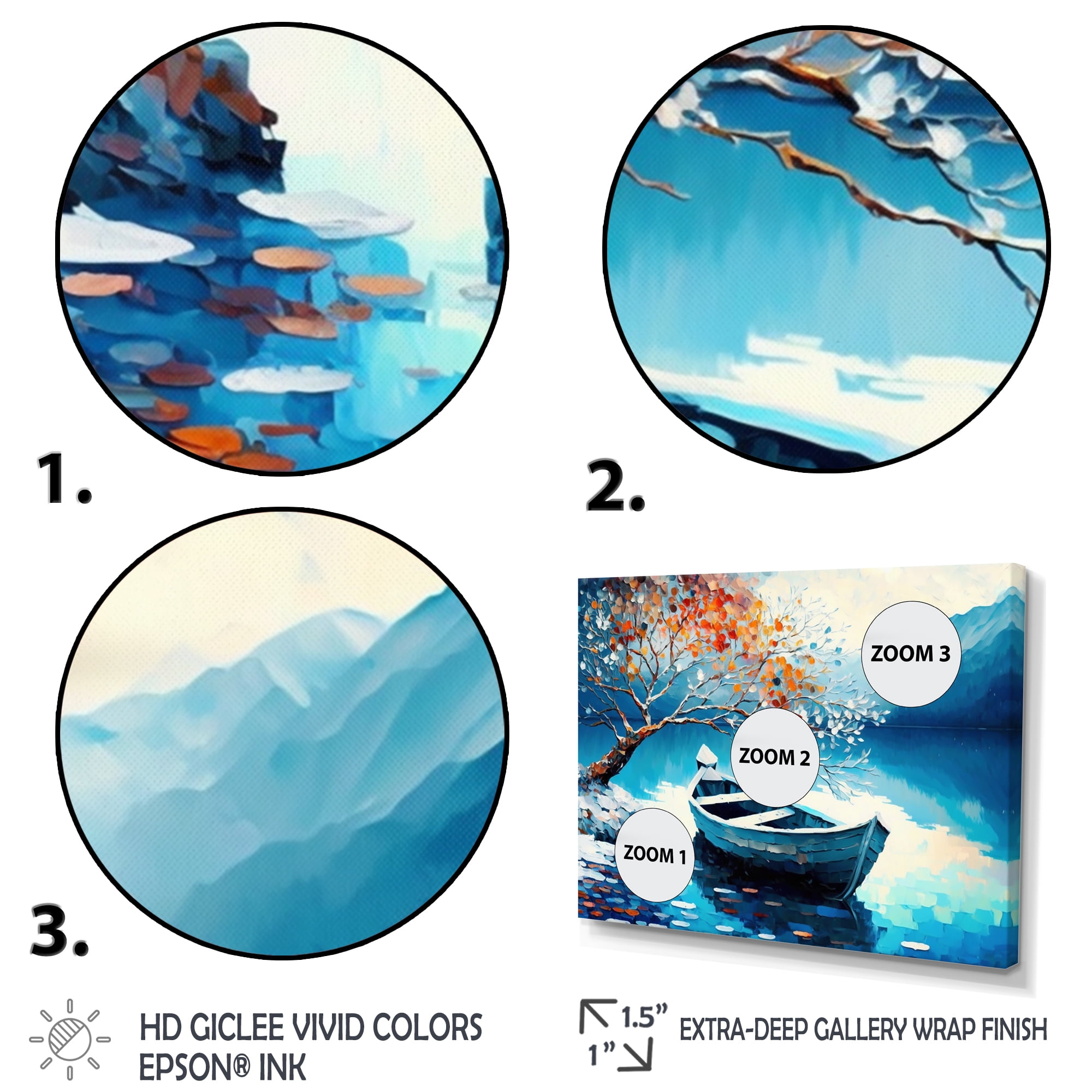 Designart Canoe On Lake In Winter Canvas Wall Art