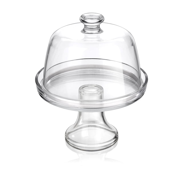 Base Para Pastel O Queso De Vidrio Con Domo 19.5 Cm Borgonovo Palladio