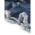 thumbnail image 6 of Agnes Orinda Women's Plus Size Jackets Distressed Short Sleeve Button Denim Jacket with Pockets 4X Blue, 6 of 7