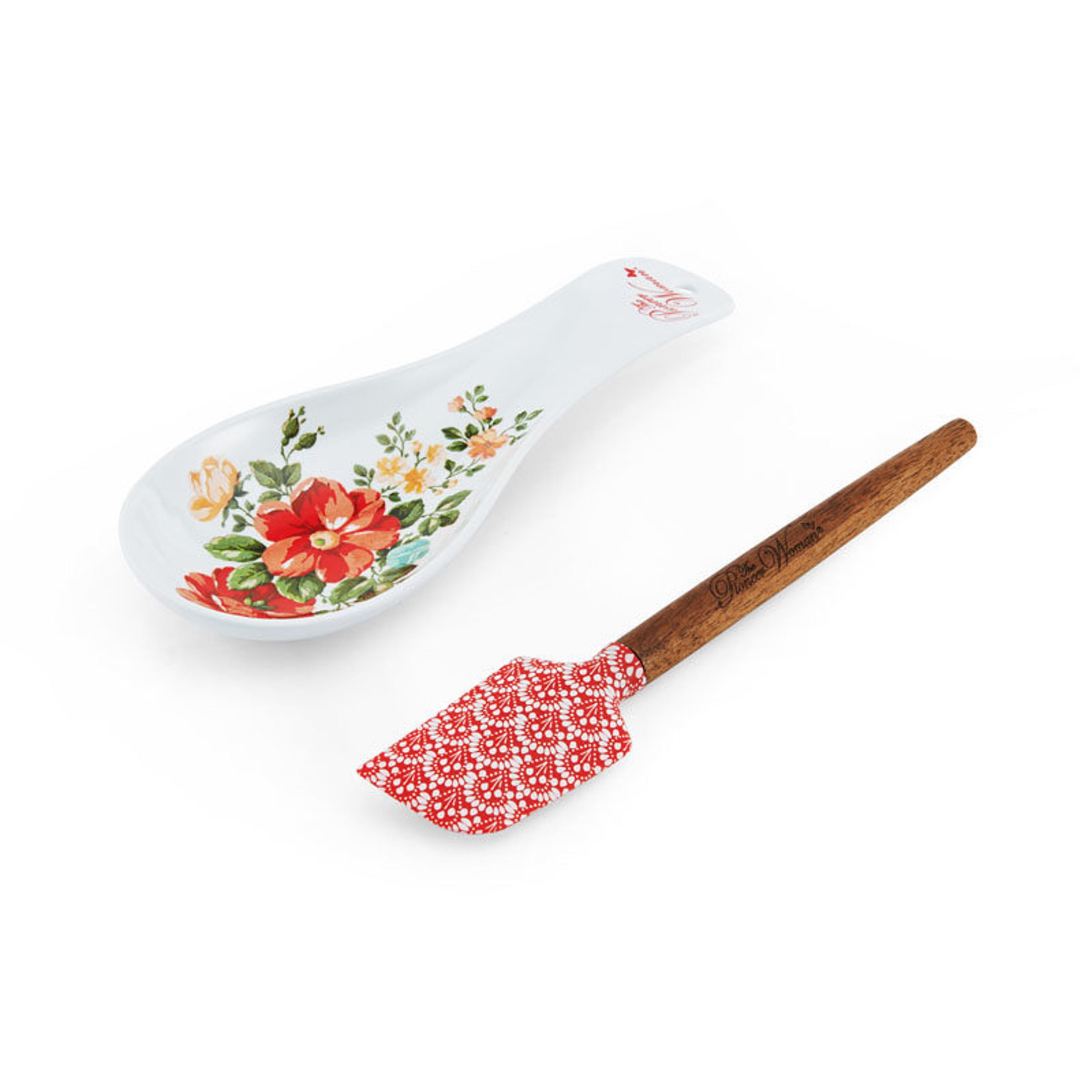 The Pioneer Woman 2-piece Spoon Rest and Spatula Set in Vintage Floral