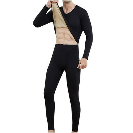 

Dadaria Thermal Underwear for Men Men Casual Solid Pullover Long Sleeves High Elasticity Keep Warml Underwear Tops And Pants Suit Black XXXXL Men