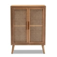 thumbnail image 3 of Baxton Studio Armoire de Rangement en Bois Fini Chêne Brun et Rotin de Style Mi-Siècle, 3 of 9