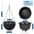 thumbnail image 2 of 13.8" Self-Watering Hanging Planters, 4-Pack Round Resin Baskets for Indoor & Outdoor Plants, Rattan-Style Flower Pots with Drainage Plug, Deep Inner Container & Metal Triple-Chain Hangers, 2 of 7