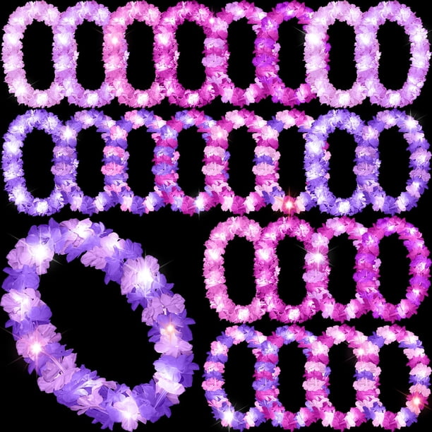 Lámpara LED Sherr con 24 luces LED y flores moradas, 100 cm