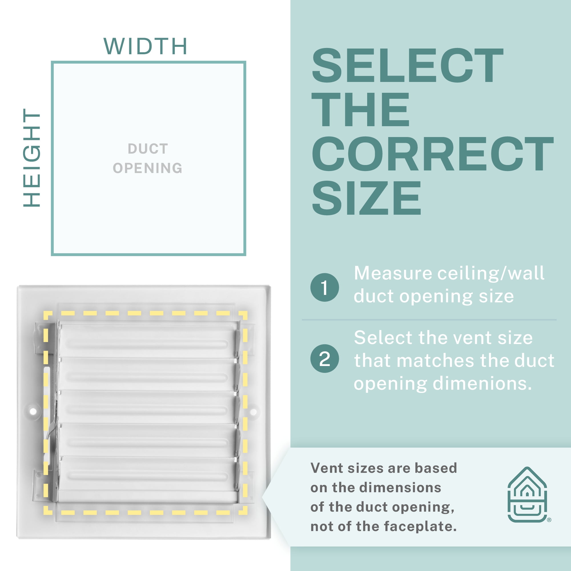 Ceiling Register - Air Vent Covers for Home Ceiling or Wall - 14X8 Inch (Duct Opening) 3-Way White Grille Register Cover with Adjustable Damper for HVAC Heat and Cold Air Conditioner