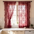 thumbnail image 5 of Yakvarog Floral Lace Sheer Curtains 63" x 55", Scalloped Edge Rod Pocket Window Drape, Light Filtering Semi-Blackout Voile Panel for Living Room Bedroom, Machine Washable, 5 of 6