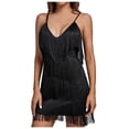 thumbnail image 1 of Vestido informal de mujer con espalda abierta y cuello en V profundo: vestido sexy con fruncidos hasta la rodilla para fiestas, citas o salidas nocturnas., 1 of 3