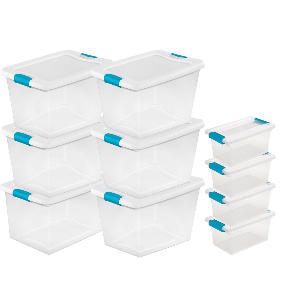 Sterilite 64Quart Plastic Storage Container (6 Pack) + Medium Clip Box