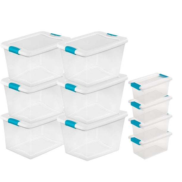 Sterilite 64Quart Plastic Storage Container (6 Pack) + Medium Clip Box